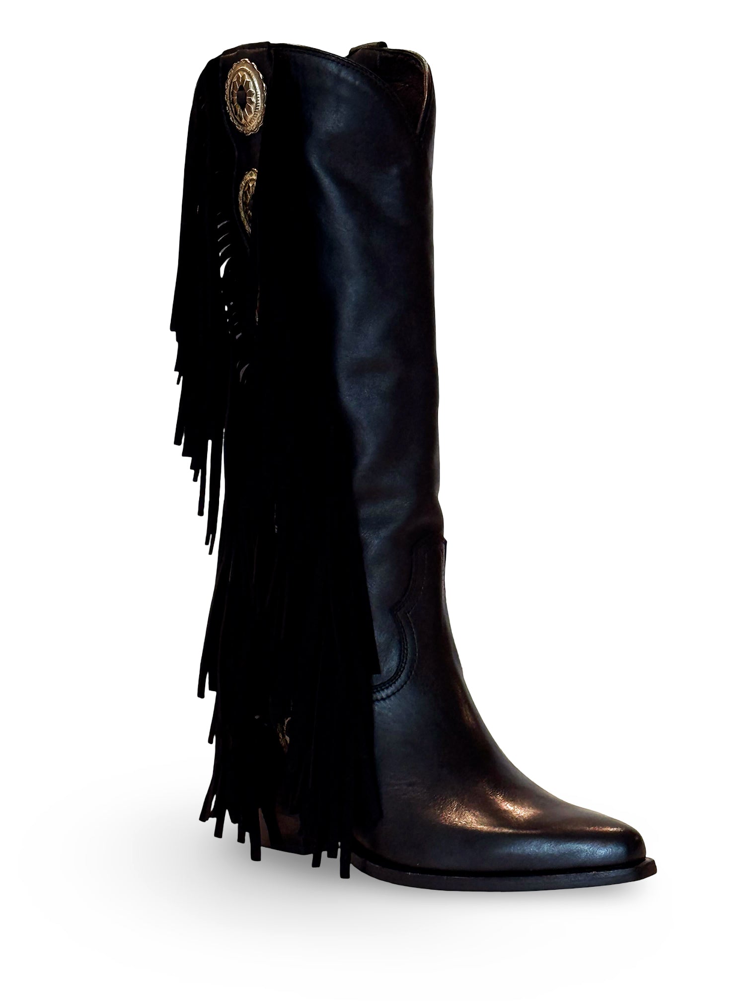 Mustang Tall Black Fringe Heel Boot – Golden West