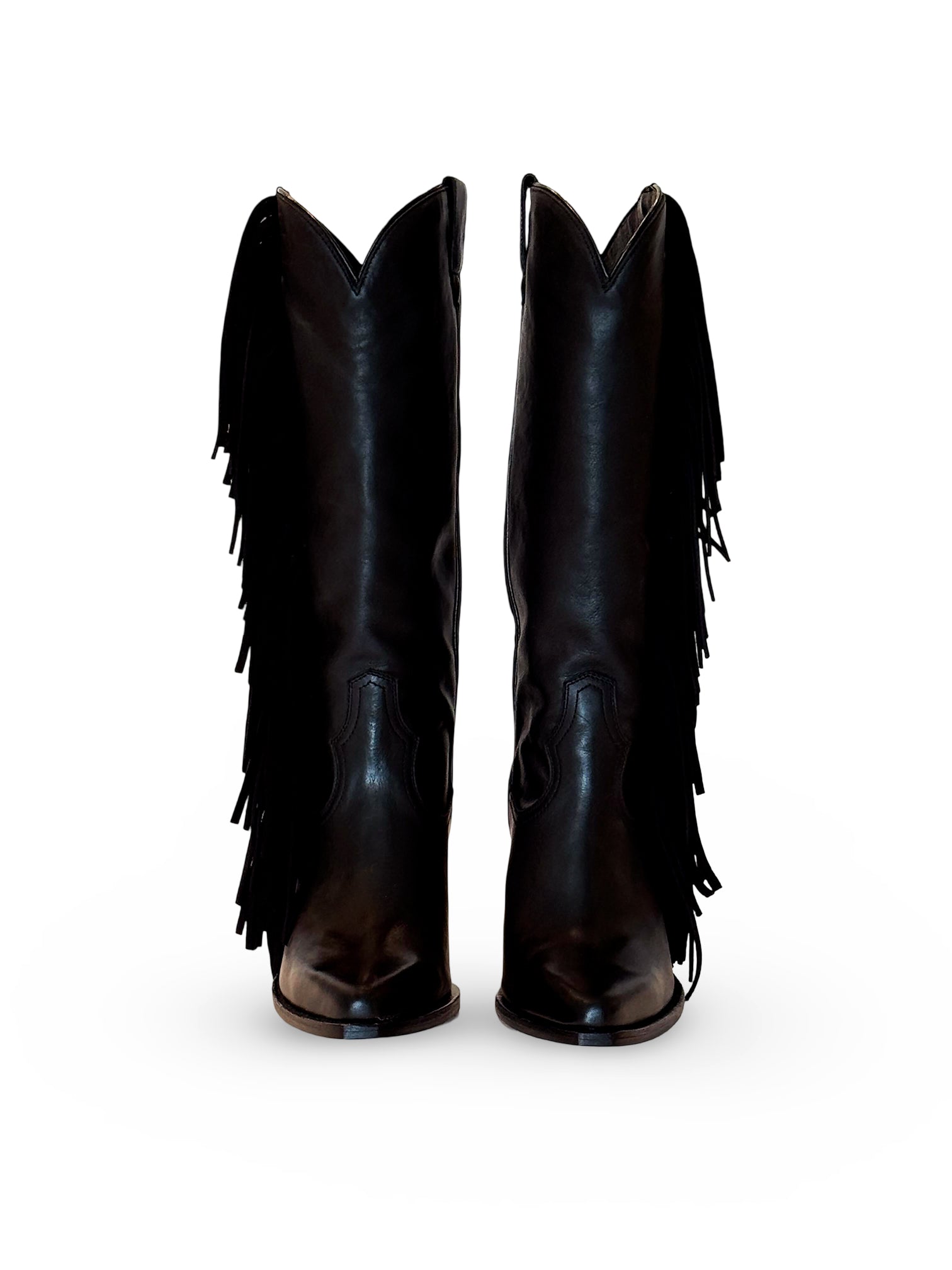 Mustang Tall Black Fringe Heel Boot – Golden West